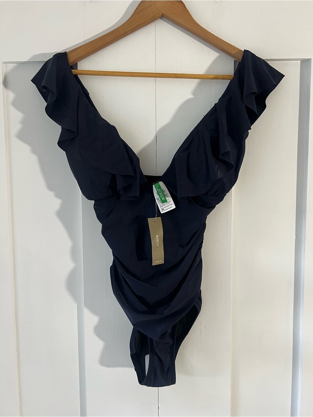 J.Crew Navy Ruffle One-Piece Swimsuit